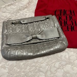 CAROLINA HERRERA CH SILVER BOW BAG